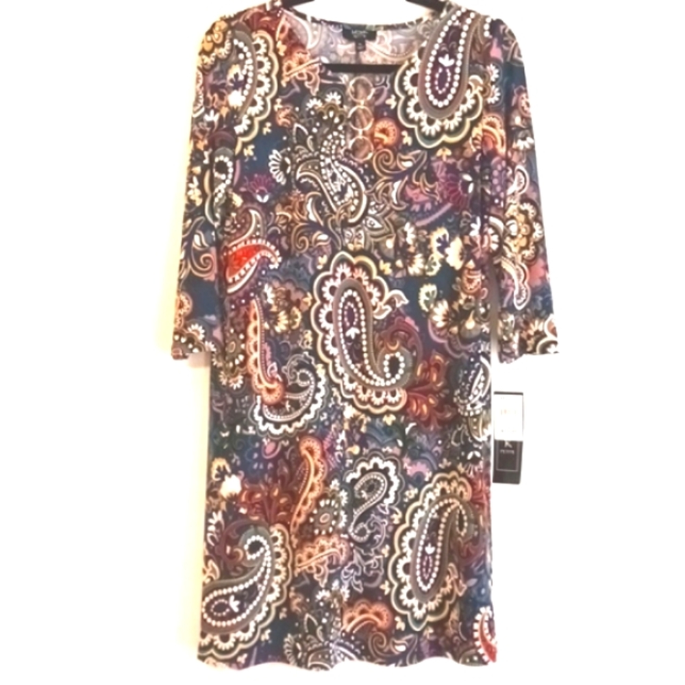 MSK Petite "Mehndi Design" Midi Dress in Size PL (NWT)